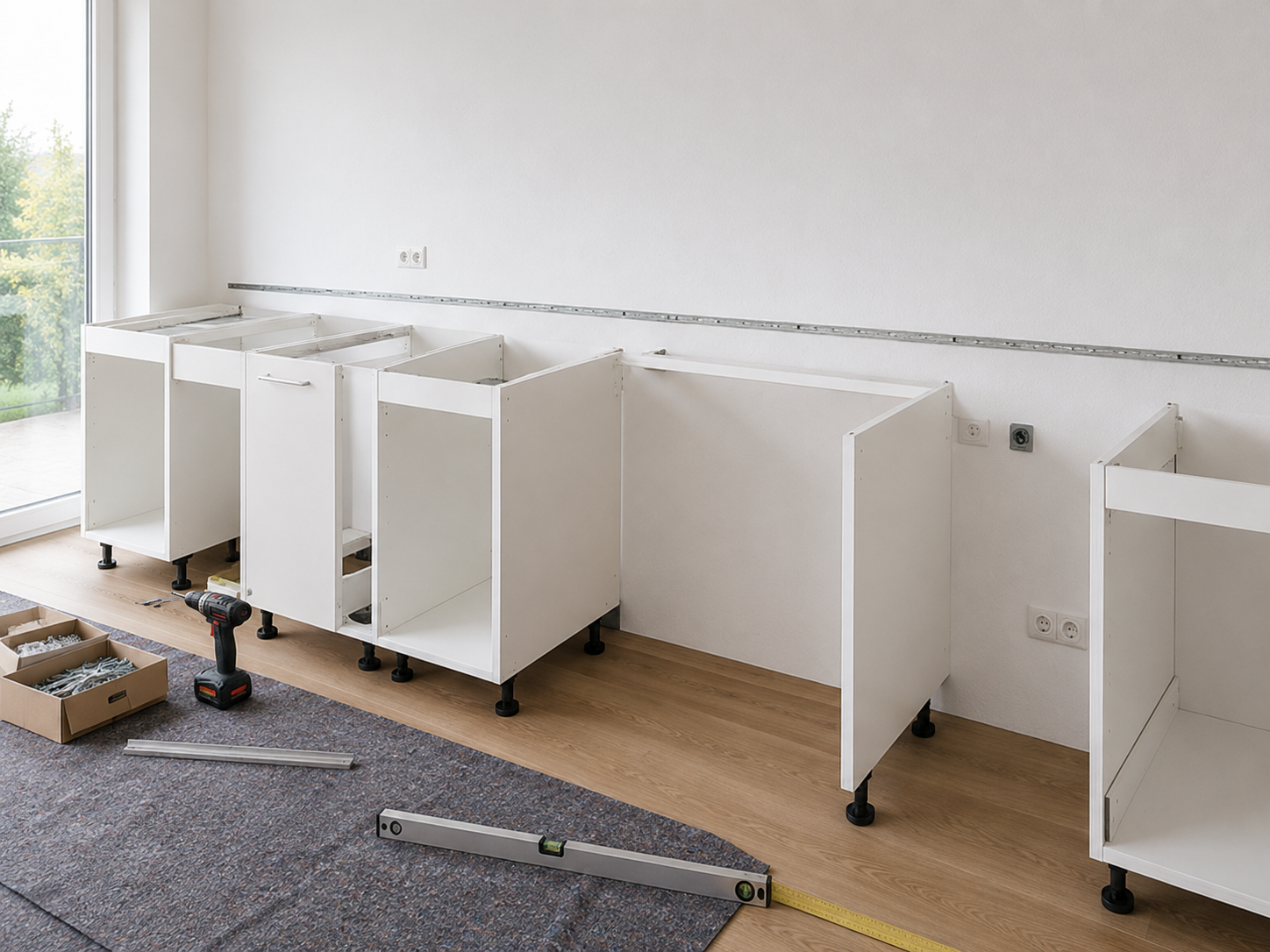 Aufbau von Küchenschränken bei der Objektvorbereitung